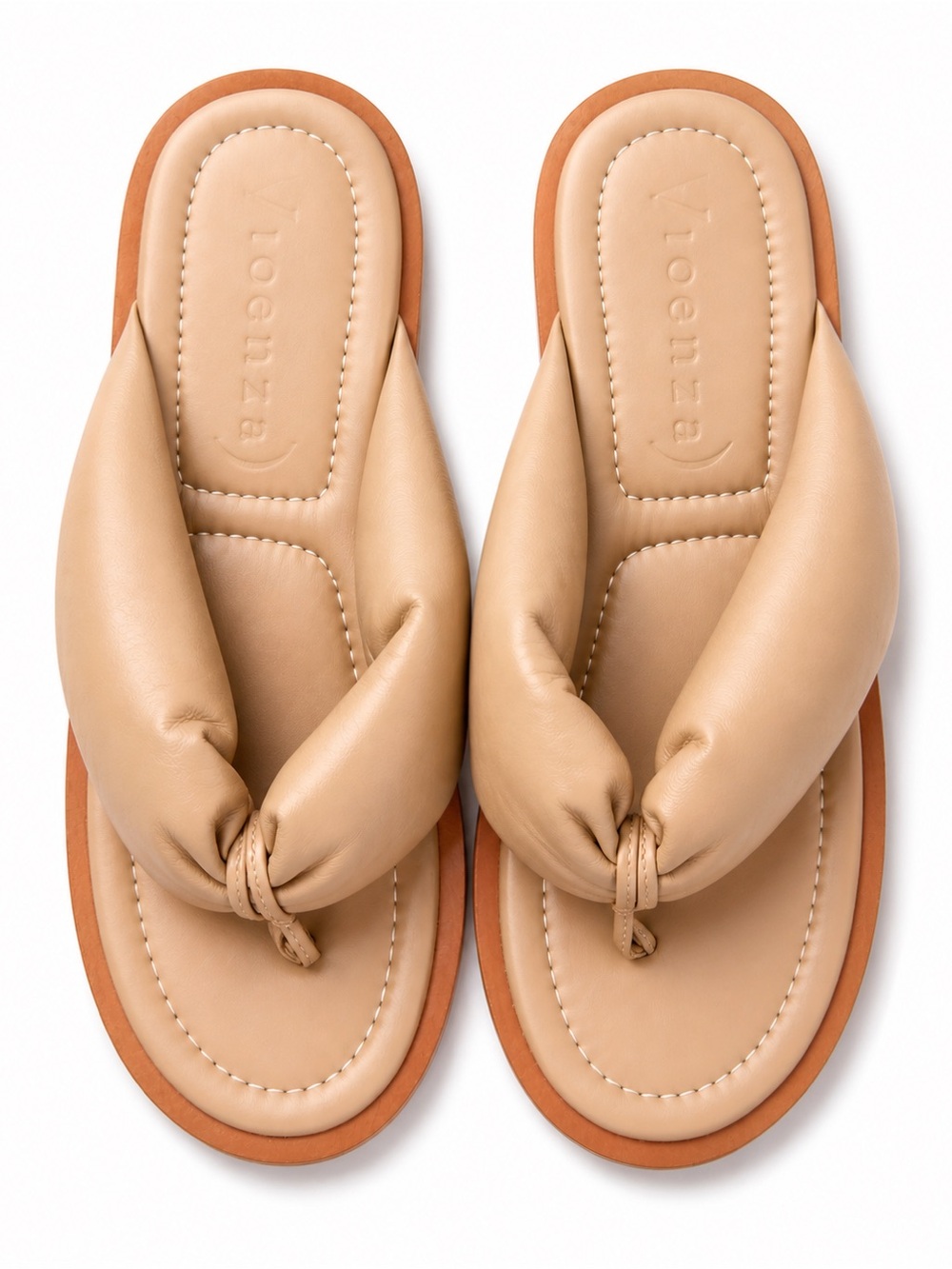 Vincenzo Allocca Beige Knotted Padded Thong Sandals * FREE PEOPLE PURCHASE